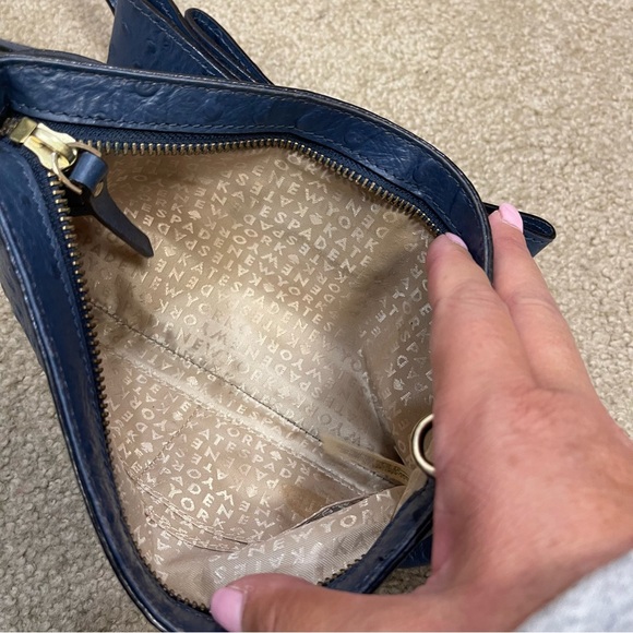 Kate Spade Charm City Ostrich Bow Shoulder Bag Blue Party Event Womens - Picture 7 of 8